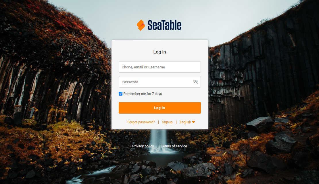 SeaTable Login Page